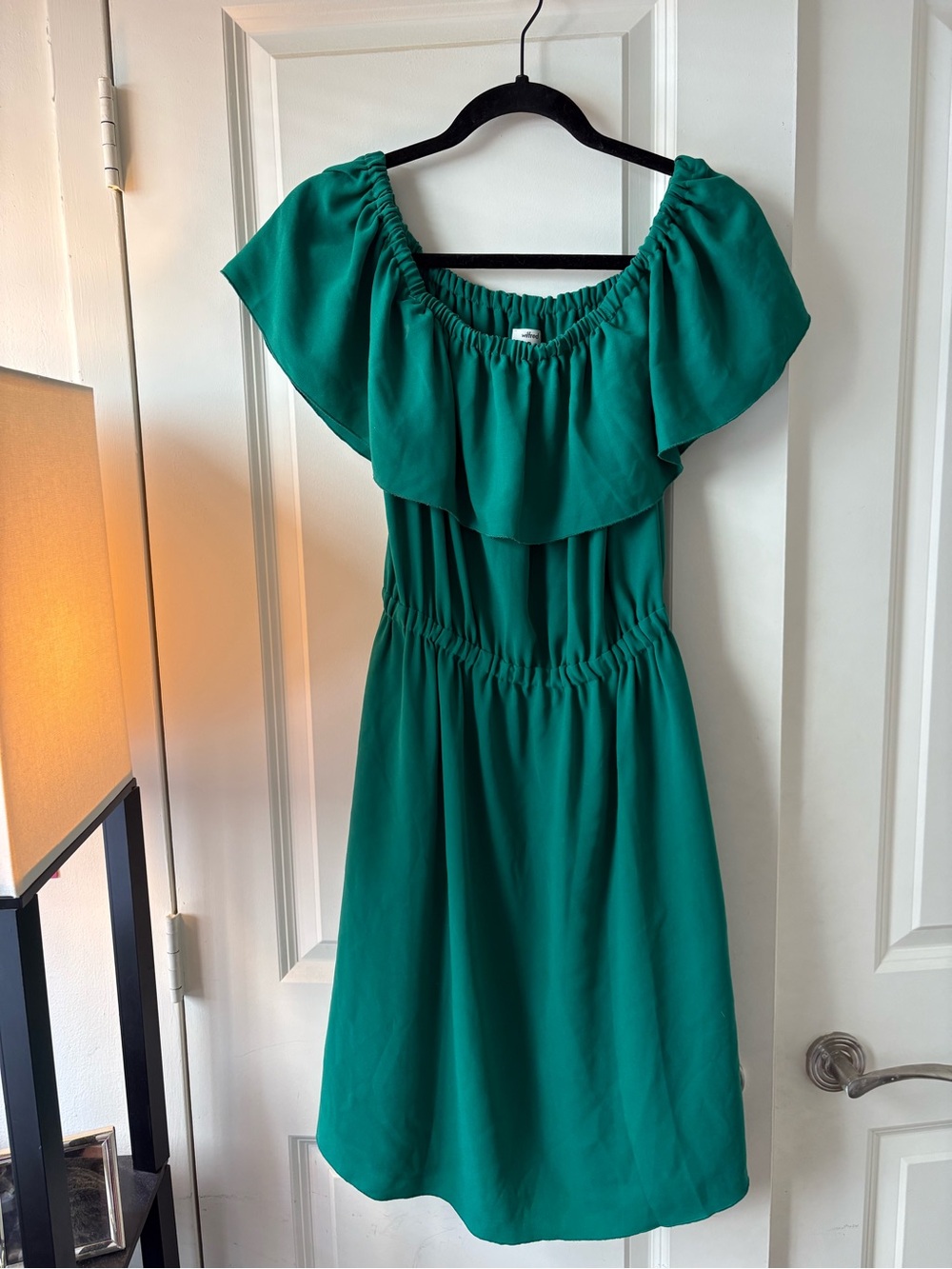 Aritzia Emerald Off-Shoulder Ruffle Summer Dress